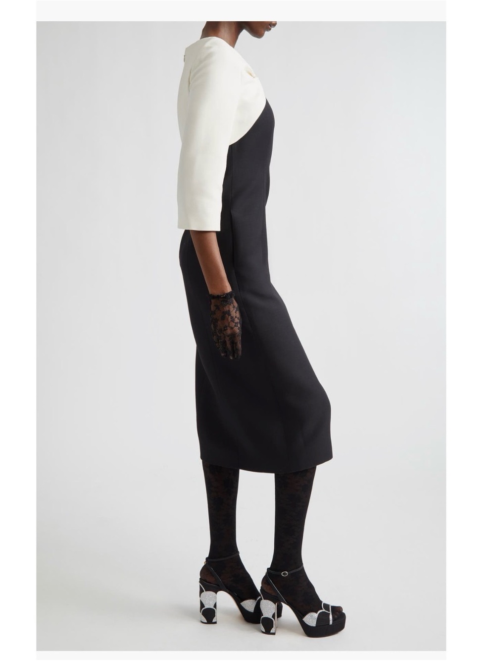 NWT $6,800 Valentino Colorblock Crepe Couture Midi Dress with Bow IT40=US4/6 - Picture 5 of 16